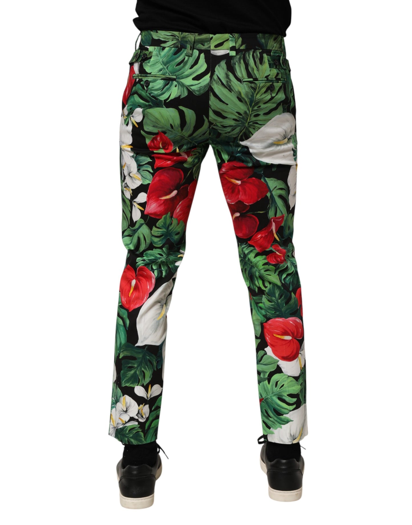 Pantalon fuselé en coton à imprimé floral multicolore de Dolce &amp; Gabbana