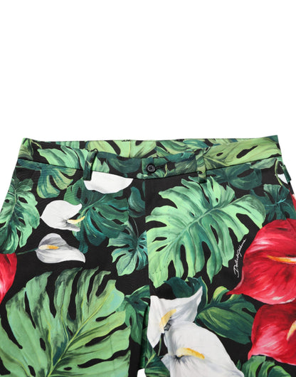 Pantalon fuselé en coton à imprimé floral multicolore de Dolce &amp; Gabbana