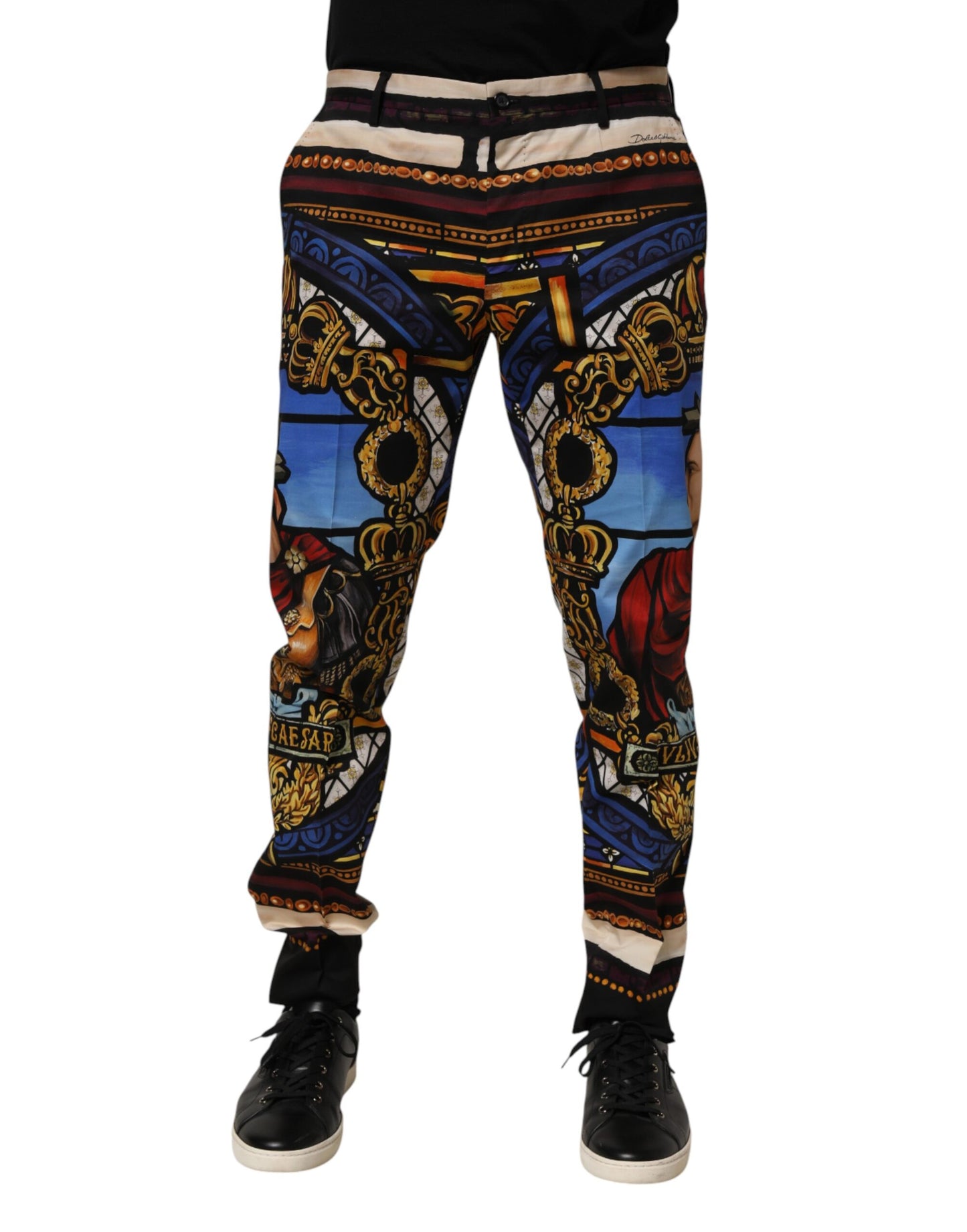 Pantalon évasé à imprimé Jules César multicolore de Dolce &amp; Gabbana