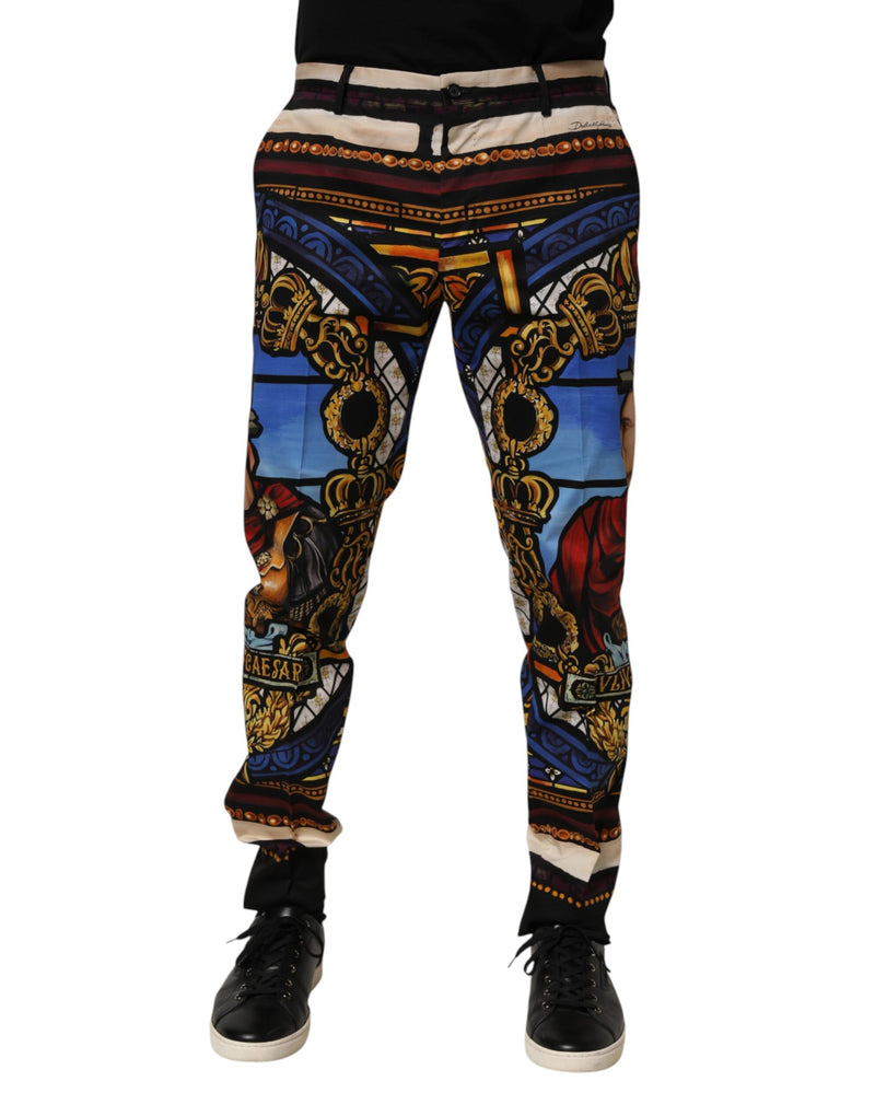 Dolce &amp; Gabbana Multicolor Julias Ceasar Print Tapered Pants
