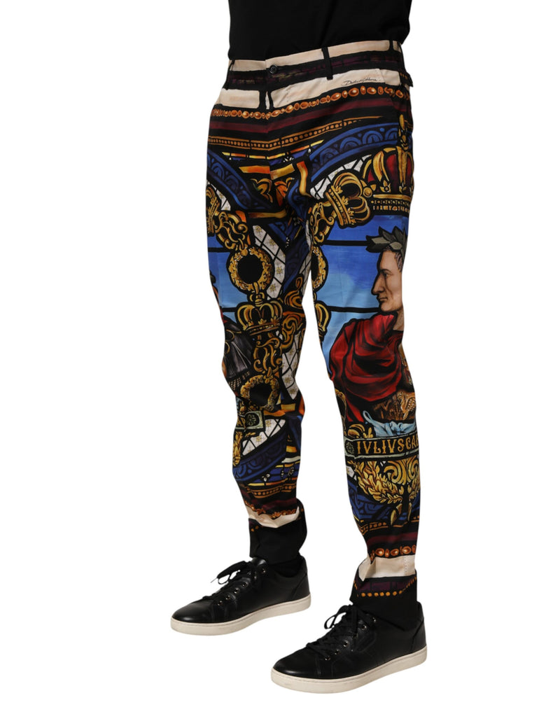 Dolce &amp; Gabbana Multicolor Julias Ceasar Print Tapered Pants