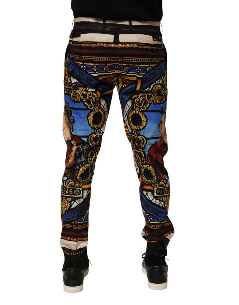 Dolce &amp; Gabbana Multicolor Julias Ceasar Print Tapered Pants