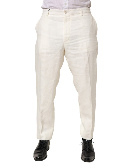 Pantalon tailleur en lin blanc pour homme, Dolce &amp; Gabbana.