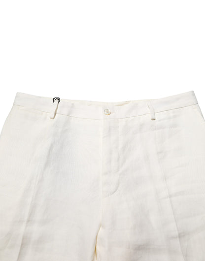 Pantalon tailleur en lin blanc pour homme, Dolce &amp; Gabbana.