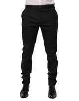 Pantalon habillé noir en coton Dolce &amp; Gabbana pour homme