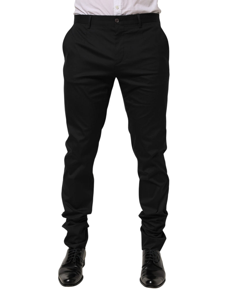 Pantalon habillé noir en coton Dolce &amp; Gabbana pour homme