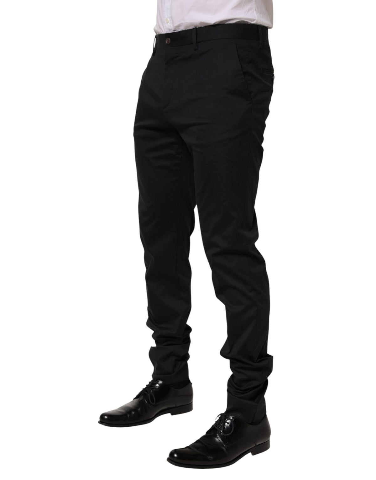 Pantalon habillé noir en coton Dolce &amp; Gabbana pour homme