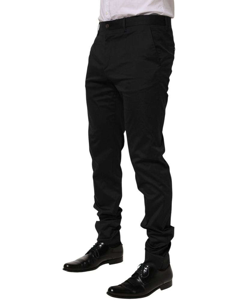 Pantalon habillé noir en coton Dolce &amp; Gabbana pour homme