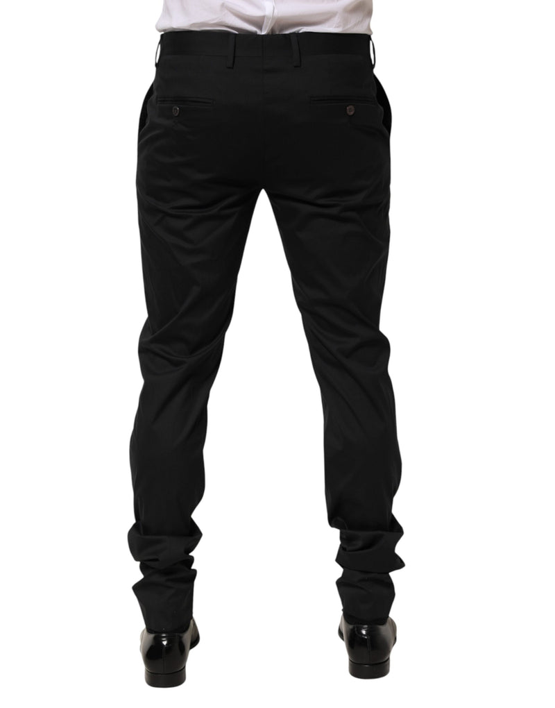 Pantalon habillé noir en coton Dolce &amp; Gabbana pour homme