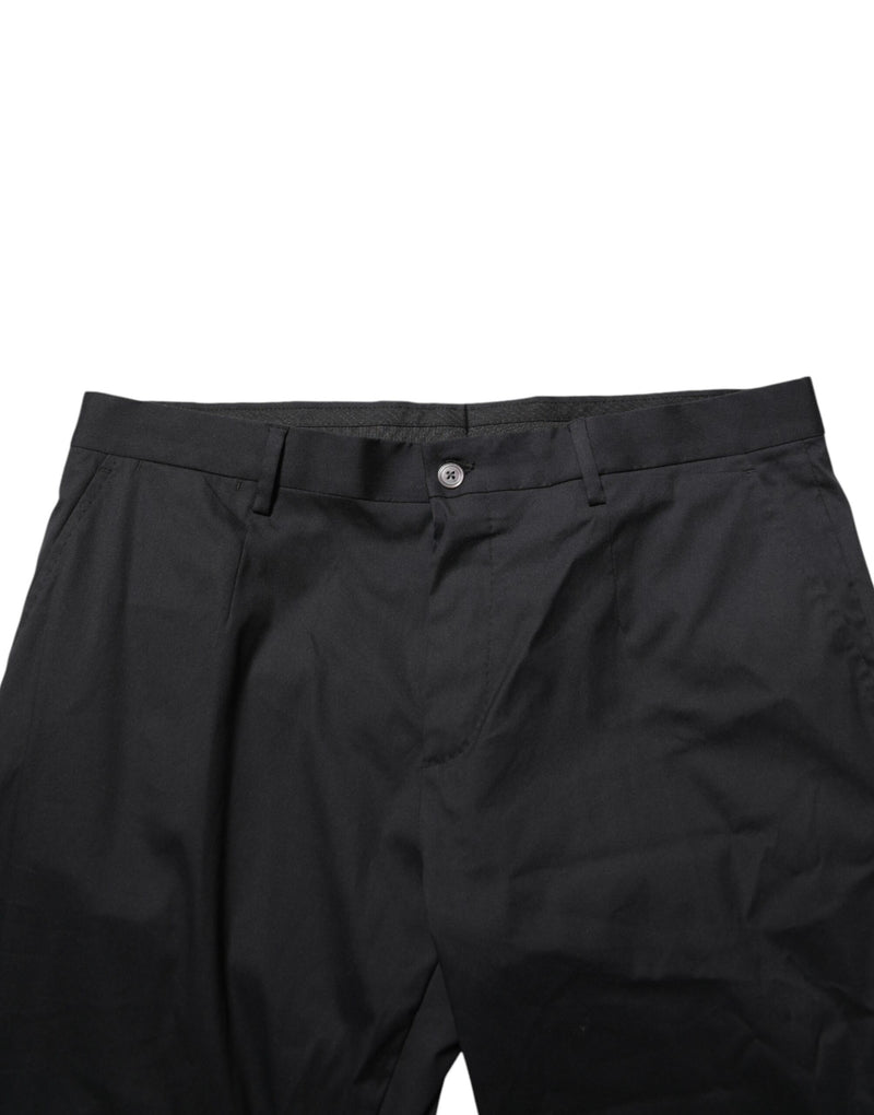 Pantalon habillé noir en coton Dolce &amp; Gabbana pour homme