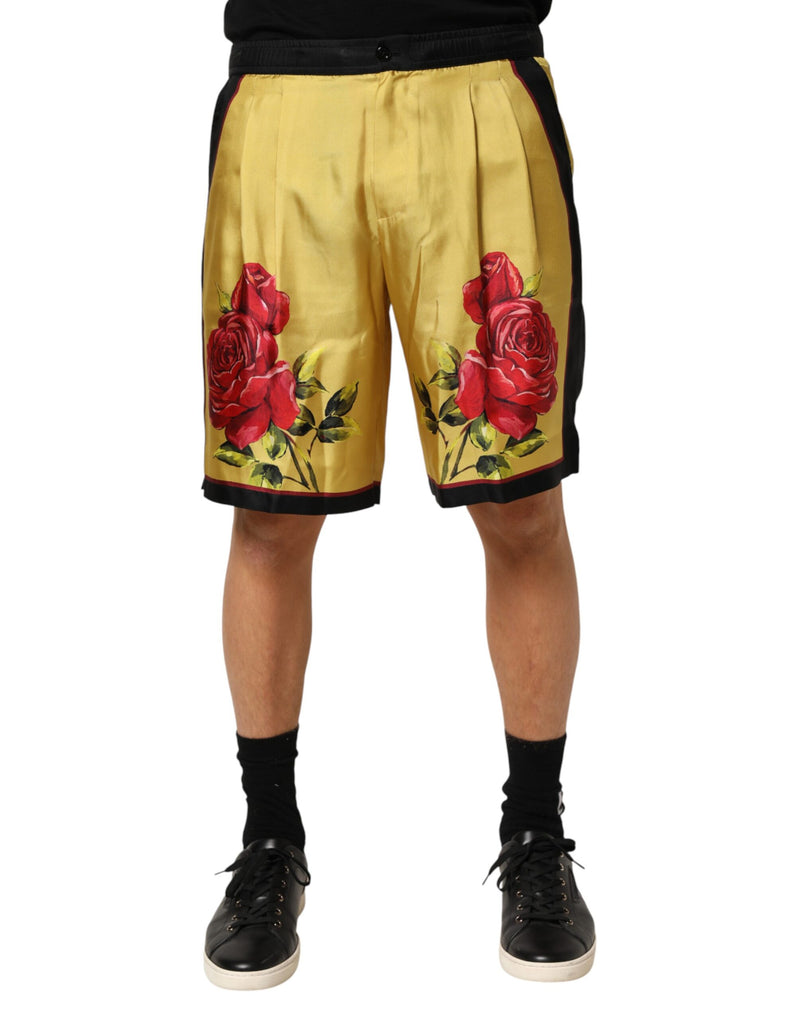 Dolce &amp; Gabbana gele zijden Bermuda Shorts voor heren met bloemenprint