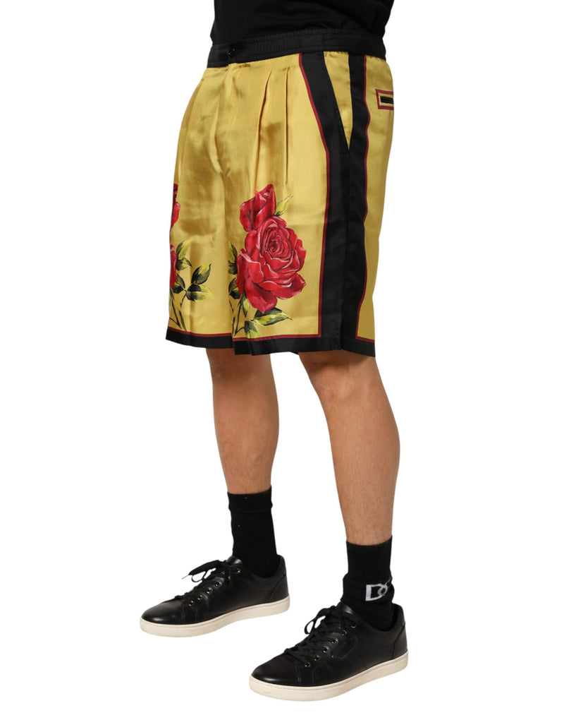 Dolce &amp; Gabbana gele zijden Bermuda Shorts voor heren met bloemenprint