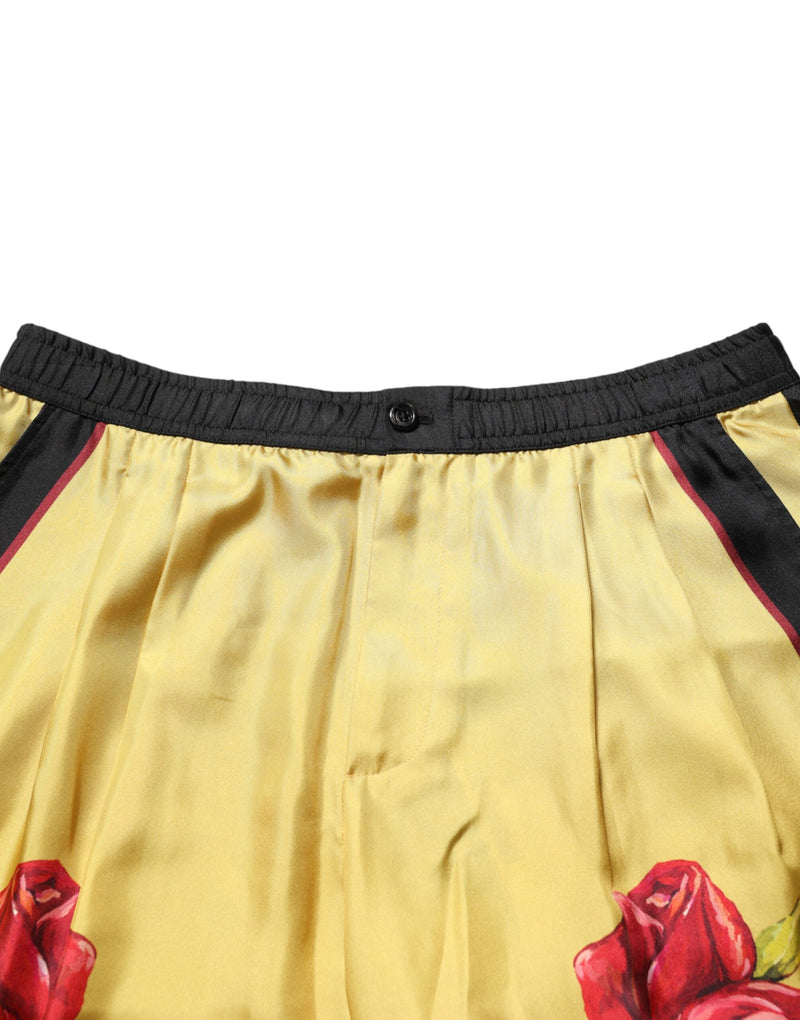 Dolce &amp; Gabbana gele zijden Bermuda Shorts voor heren met bloemenprint