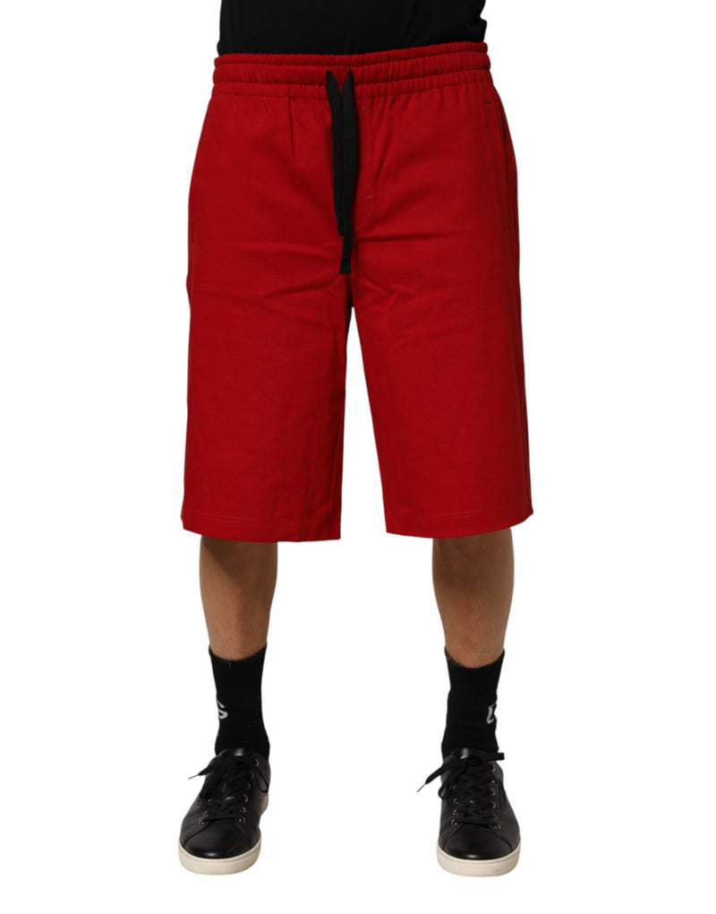Bermuda Dolce &amp; Gabbana rouge en coton, taille mi-haute, à cordon de serrage