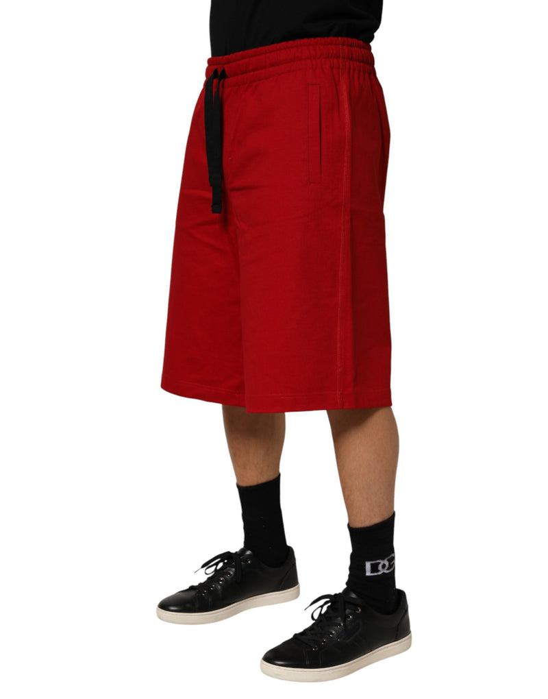 Bermuda Dolce &amp; Gabbana rouge en coton, taille mi-haute, à cordon de serrage