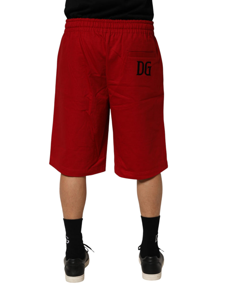 Bermuda Dolce &amp; Gabbana rouge en coton, taille mi-haute, à cordon de serrage