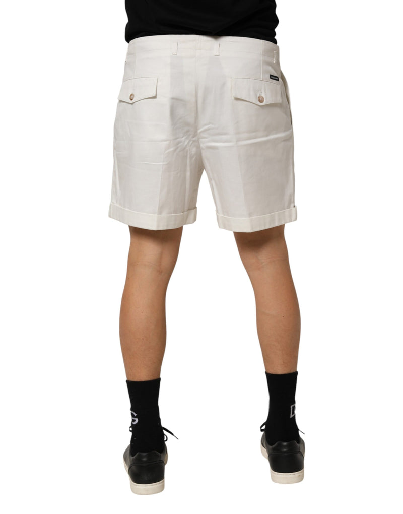 Bermuda Dolce &amp; Gabbana blanc en coton, taille mi-haute, pour homme