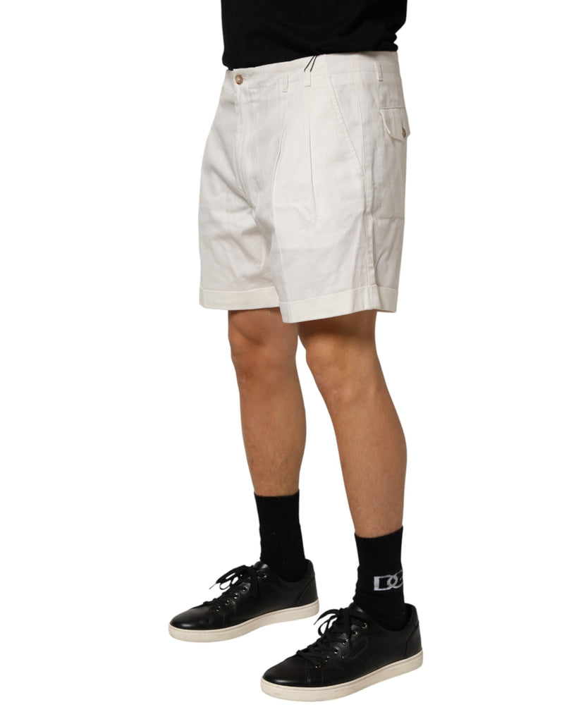 Bermuda Dolce &amp; Gabbana blanc en coton, taille mi-haute, pour homme
