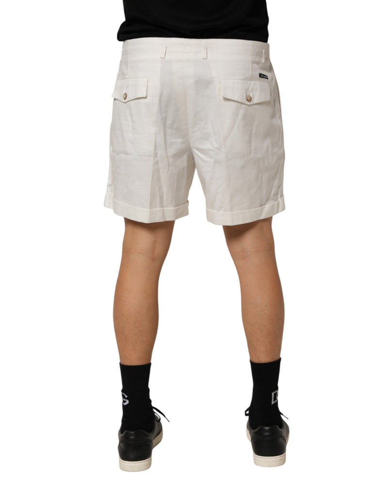 Bermuda Dolce &amp; Gabbana blanc en coton, taille mi-haute, pour homme