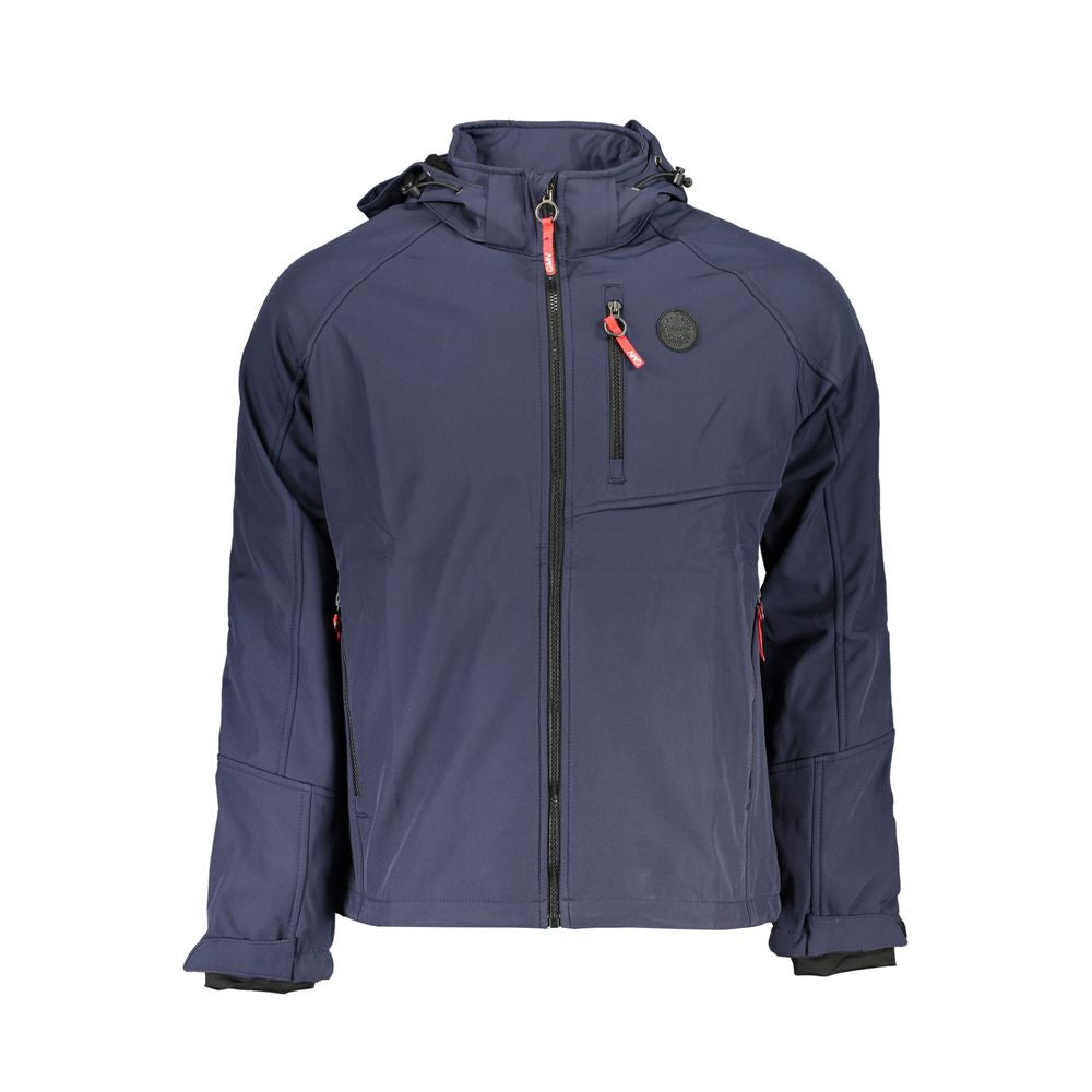 Gianmarco Venturi Veste en Polyester Bleue avec Capuche Amovible