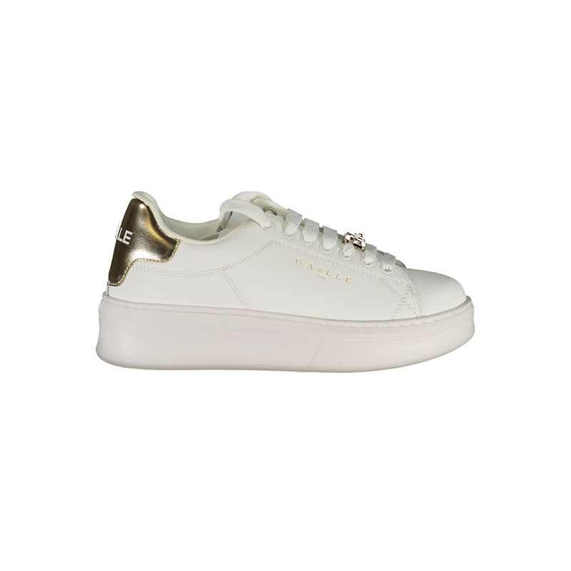 Gaelle Paris Bianco Poliuretano Women Sneaker - Chic Lace-Up Design