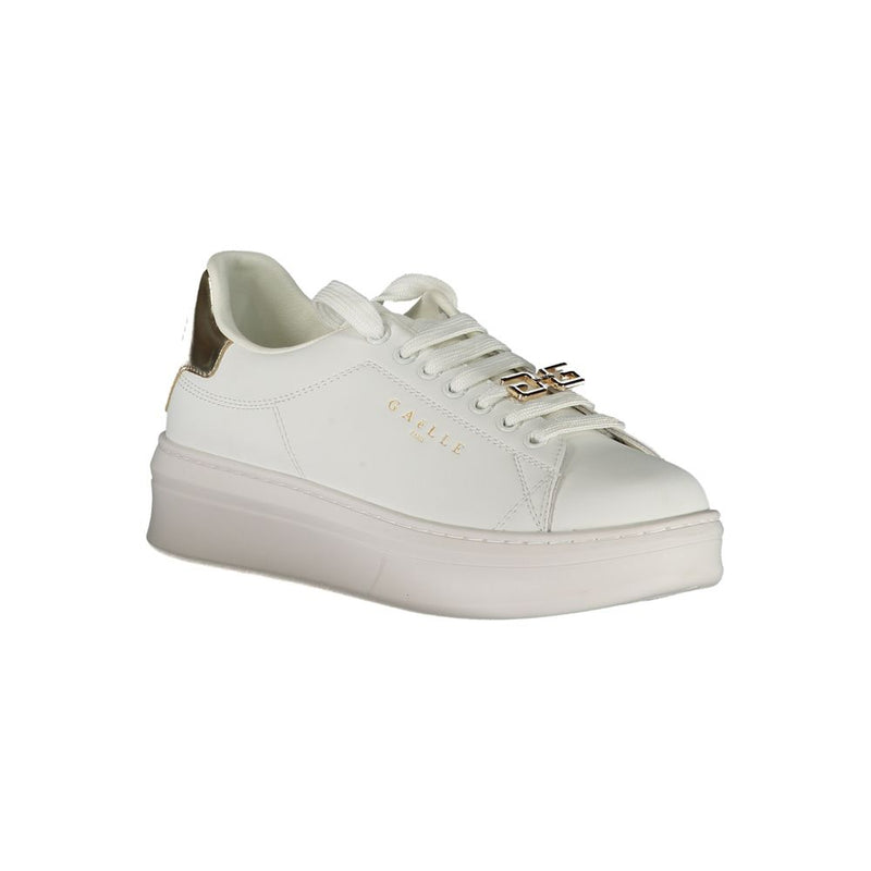 Gaelle Paris Bianco Poliuretano Women Sneaker - Chic Lace-Up Design