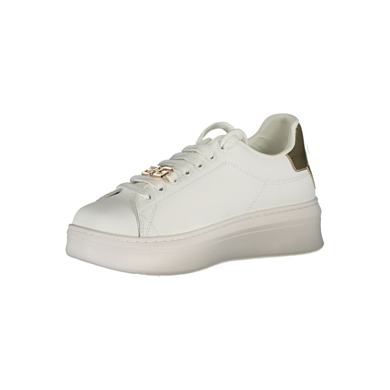 Gaelle Paris Bianco Poliuretano Women Sneaker - Chic Lace-Up Design