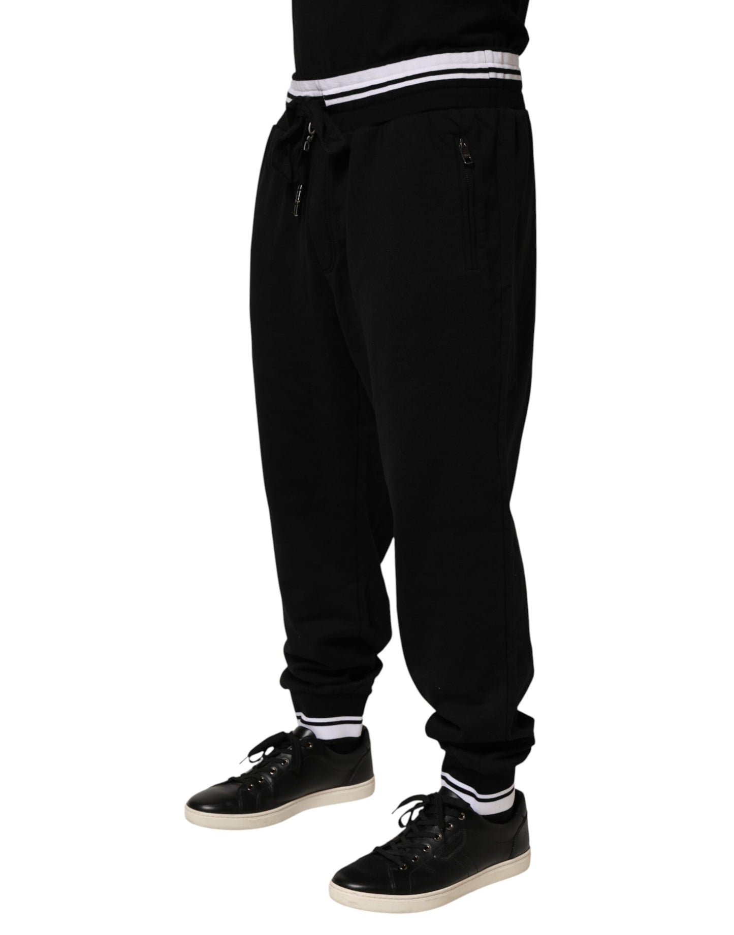 Pantalon de jogging noir en coton à motif du Sacré-Cœur pour homme de Dolce &amp; Gabbana