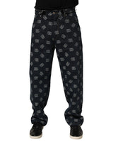 Jeans en jean droit pour homme Dolce &amp; Gabbana, bleu, imprimé logo.