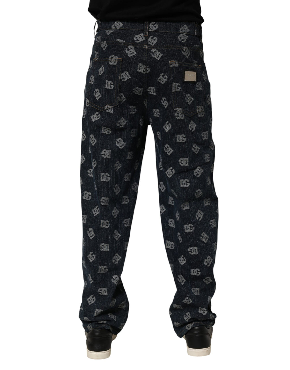 Jeans en jean droit pour homme Dolce &amp; Gabbana, bleu, imprimé logo.