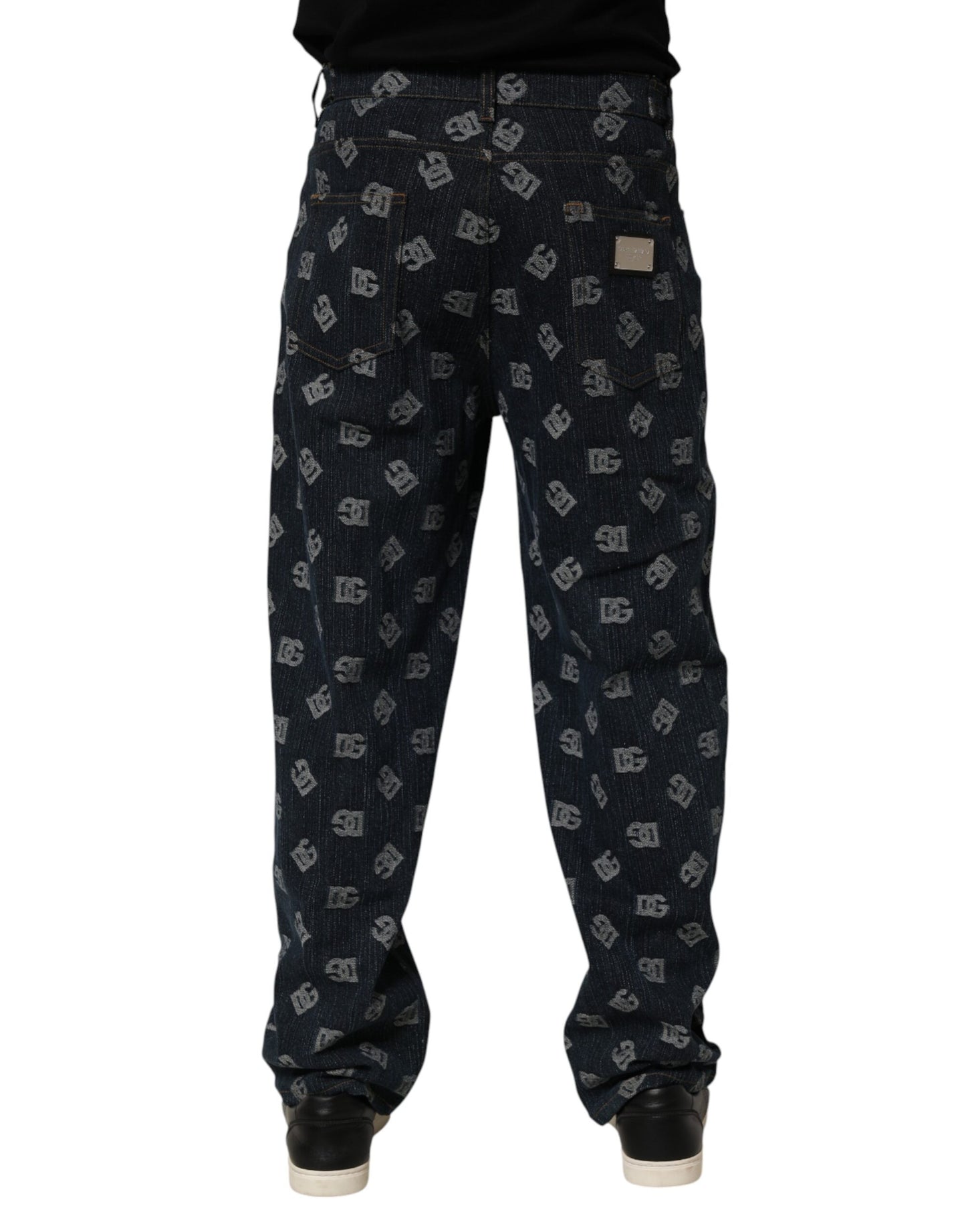 Jeans en jean droit pour homme Dolce &amp; Gabbana, bleu, imprimé logo.