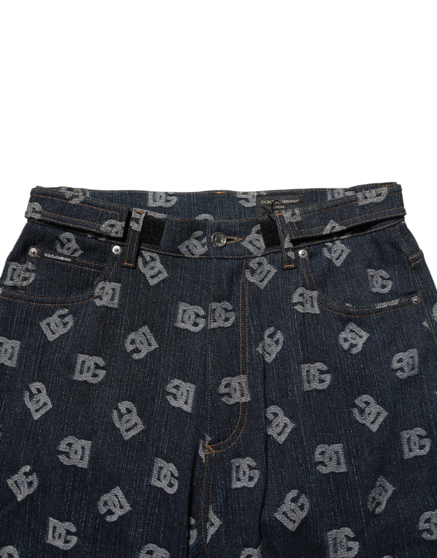 Jeans en jean droit pour homme Dolce &amp; Gabbana, bleu, imprimé logo.
