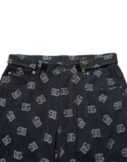 Jeans en jean droit pour homme Dolce &amp; Gabbana, bleu, imprimé logo.