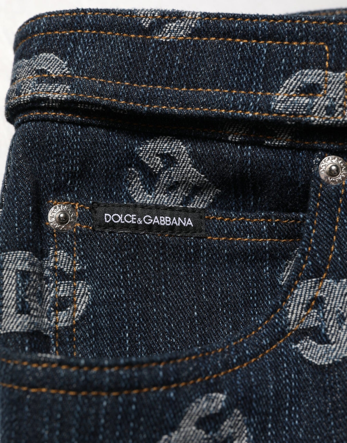 Jeans en jean droit pour homme Dolce &amp; Gabbana, bleu, imprimé logo.