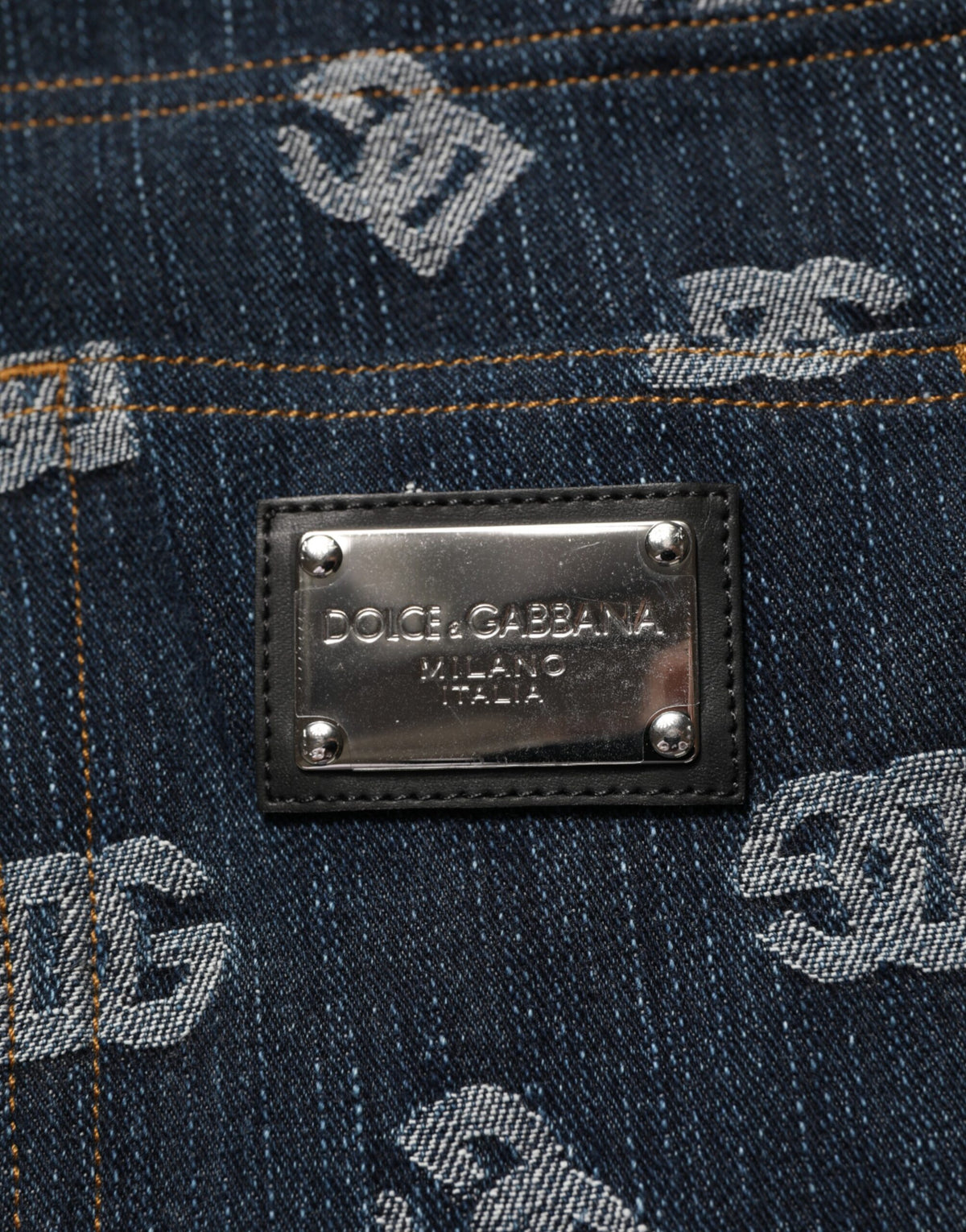Jeans en jean droit pour homme Dolce &amp; Gabbana, bleu, imprimé logo.