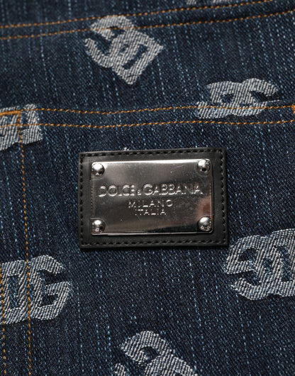 Jeans en jean droit pour homme Dolce &amp; Gabbana, bleu, imprimé logo.