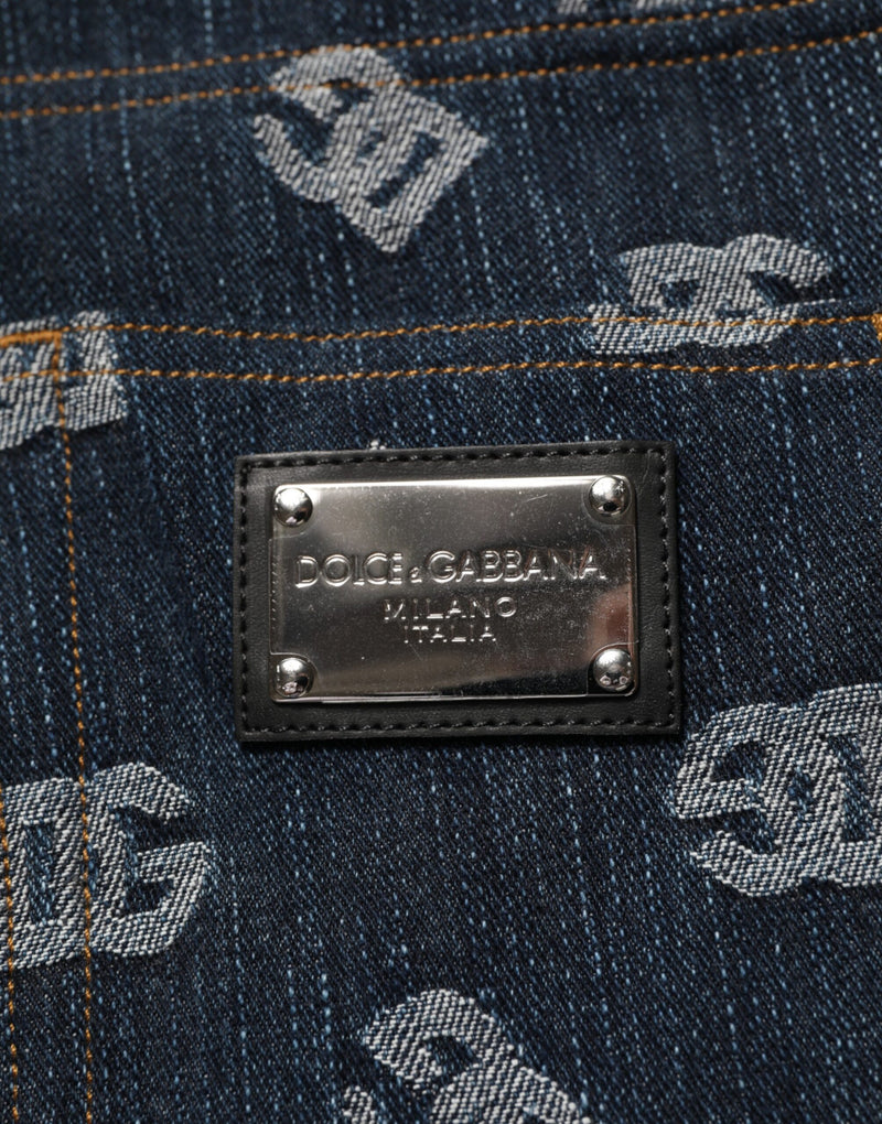 Jeans en jean droit pour homme Dolce &amp; Gabbana, bleu, imprimé logo.
