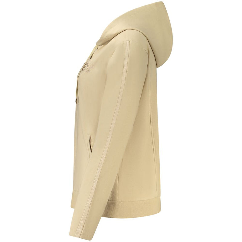 Freddy Beige Cotton Women Sweatshirt with Rhinestone Details