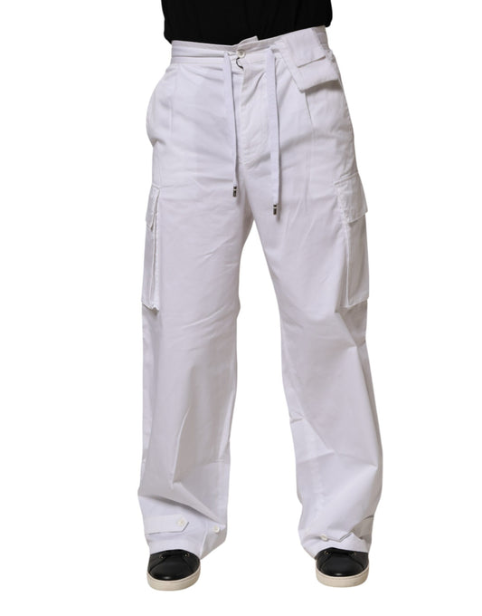 Pantalon cargo droit en lin blanc Dolce &amp; Gabbana pour homme