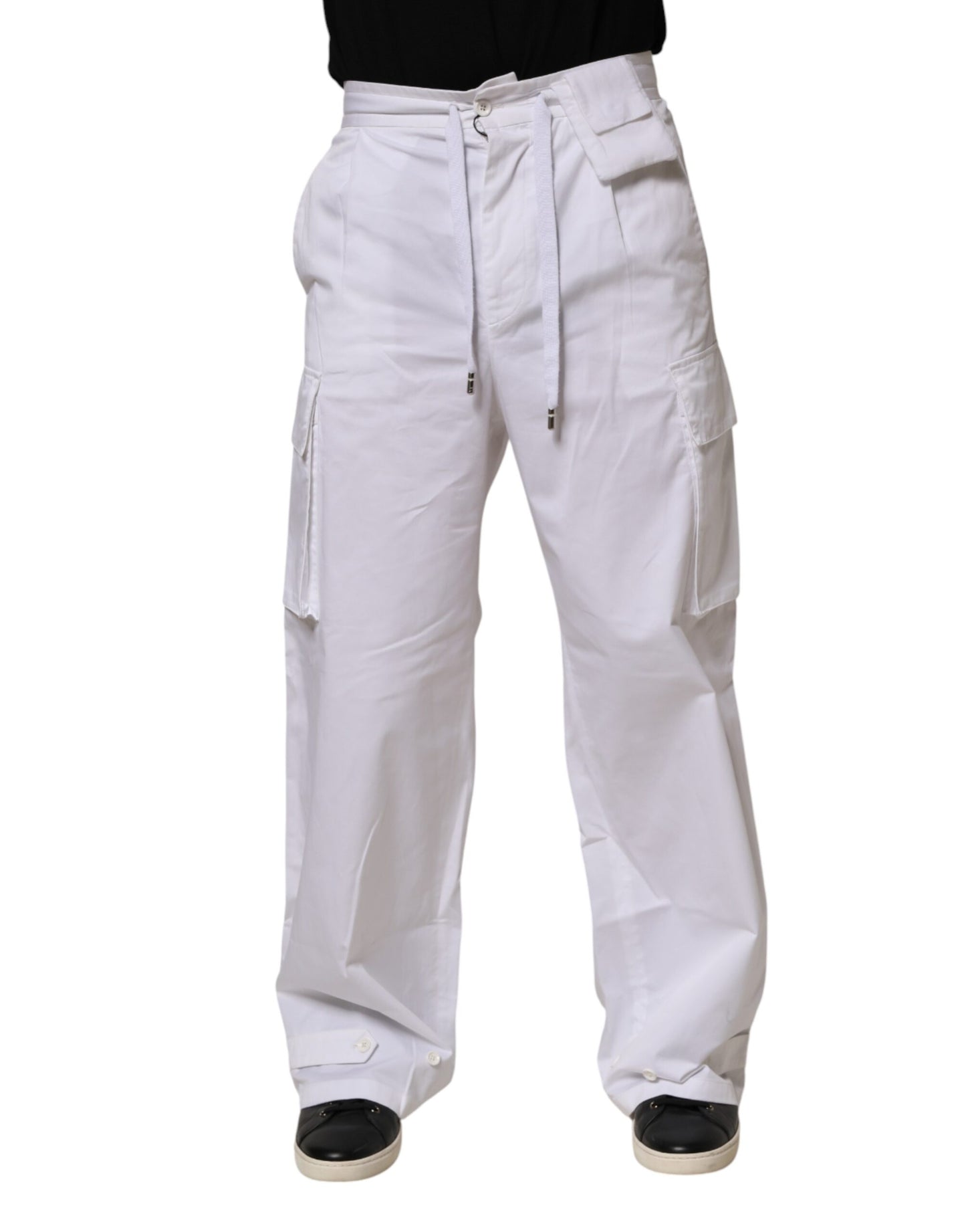 Pantalon cargo droit en lin blanc Dolce &amp; Gabbana pour homme