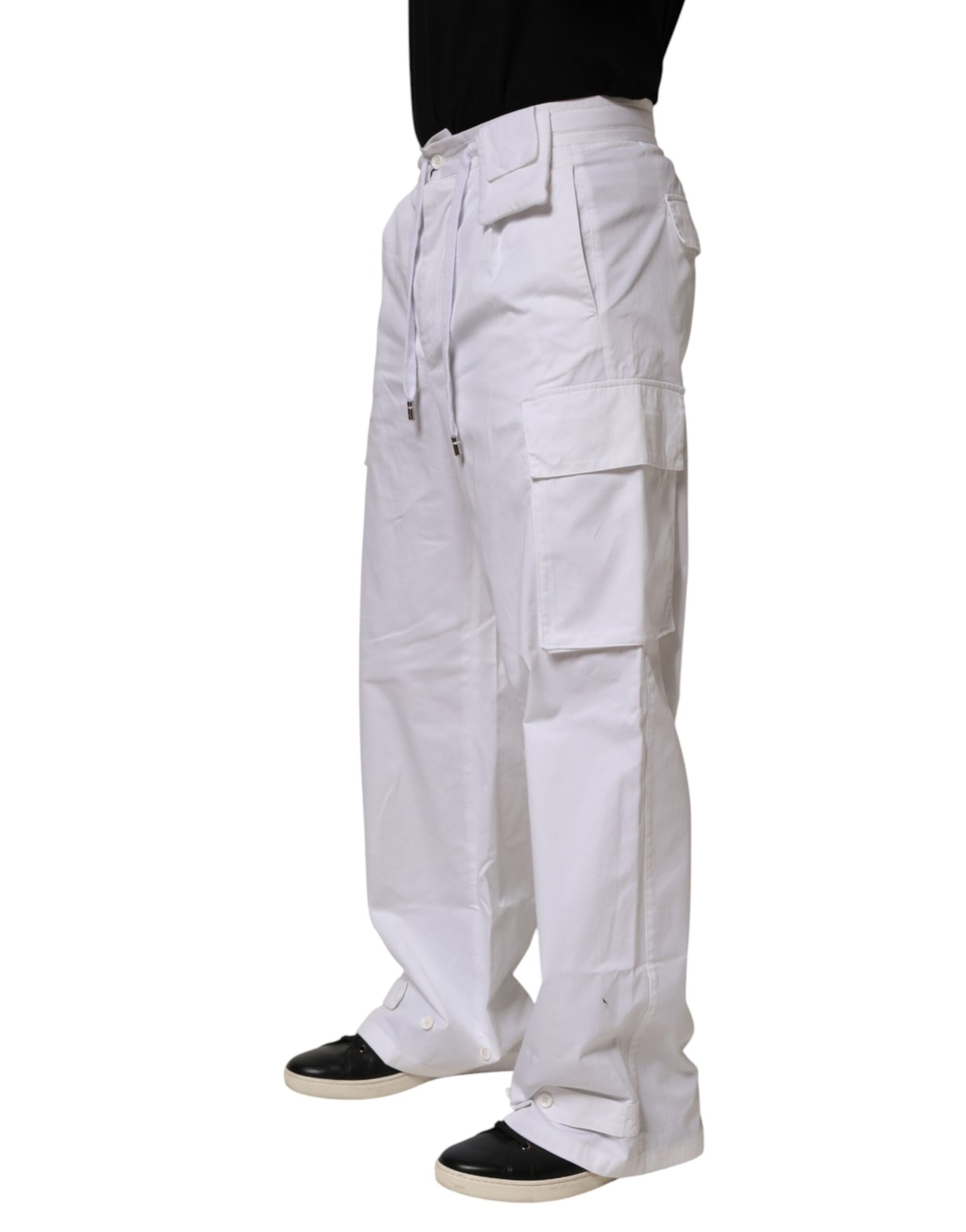 Pantalon cargo droit en lin blanc Dolce &amp; Gabbana pour homme