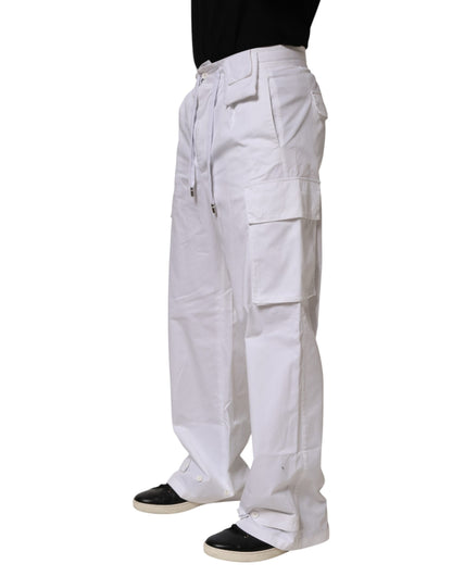 Pantalon cargo droit en lin blanc Dolce &amp; Gabbana pour homme