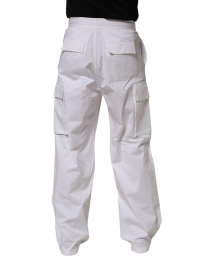 Pantalon cargo droit en lin blanc Dolce &amp; Gabbana pour homme