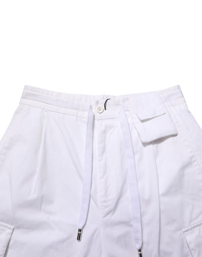 Pantalon cargo droit en lin blanc Dolce &amp; Gabbana pour homme