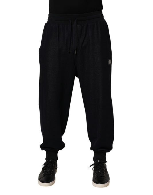 Pantalon de jogging en coton noir avec cordon de serrage de Dolce &amp; Gabbana