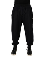 Pantalon de jogging en coton noir avec cordon de serrage de Dolce &amp; Gabbana