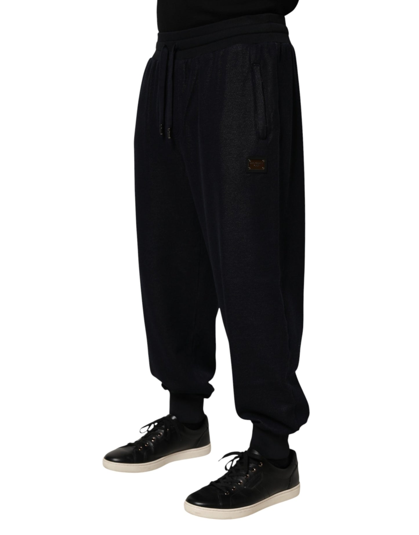 Pantalon de jogging en coton noir avec cordon de serrage de Dolce &amp; Gabbana