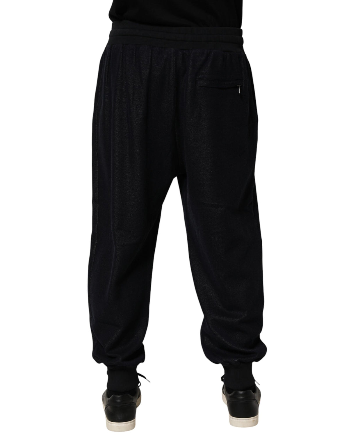 Pantalon de jogging en coton noir avec cordon de serrage de Dolce &amp; Gabbana
