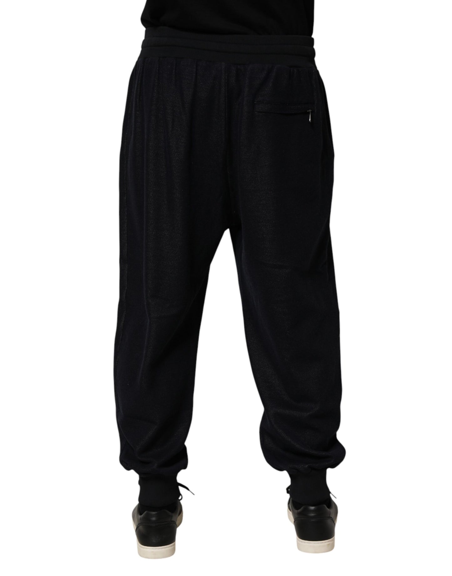 Pantalon de jogging en coton noir avec cordon de serrage de Dolce &amp; Gabbana