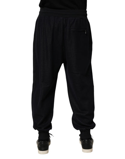 Pantalon de jogging en coton noir avec cordon de serrage de Dolce &amp; Gabbana